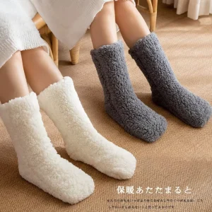 Fleece Socks Women Lambswool Non Slip Floor Socks Winter Foot Warmers Warm Fuzzy Slipper Socks