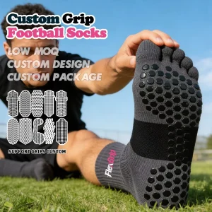 FlexGrip Custom Football Socks Professional Cotton Soccer Grip Socks Anti Slip Sport Athletic Grip Toe Socks