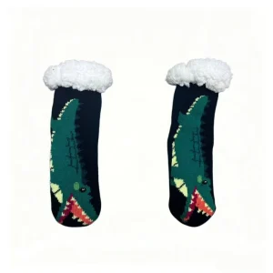 Fluffy Cute Crew Girls Slipper Socks Cartoon Pattern Anti-Slip Knitted Breathable Winter Xmas Sherpa Lined