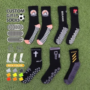 Football Grip Socks Custom Logo Sport Football Sock Anti Slip Soccer Sports Sox Custom Grip Socks Men