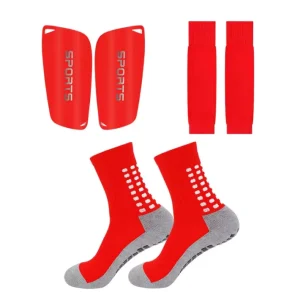 Football Training Anti Slip Socks Set Protective Gear Shin Guards Socks Sleeve Crew Grip Soccer Socks