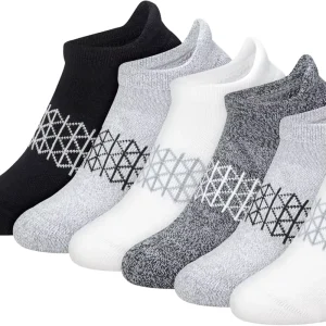 For Children’s Ankle Crew No Show 6 Pack Sports Socks Cushioned Moisture Wicking Athletic Cotton Blend