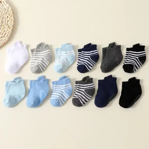 For Non Slip Dotted Knitted Children’s Socks for Spring Summer Autumn Baby Boys’ Cotton Boat Socks