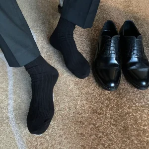 Formal Plus-size Solid Black Business High-waisted Autumn and Winter Thick Cotton Men’s Socks