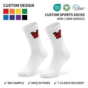 Free Design Custom Logo Stretchable Sweat Absorbent Sports Socks Combed Cotton High Elastic Athletic Socks For Cycling CPSIA
