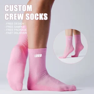 Free Design High Quality Cotton Custom Logo Digital Printing Spring Sport Socks for Men White Black Crew Training Running