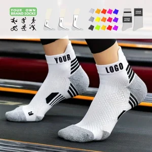 Free Design Knitted Custom Running Basketball Sport Ankle Socks Breathable Anti Bacterial Quick Dry Cuff