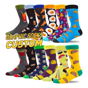 Free Design Unisex 100% Cotton Socks Jacquard Graphic Socks with Custom Logo Fun Socks