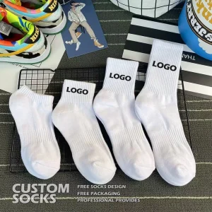 Free Mockup Custom Logo Socks Cotton Designer Socks Men Unisex Crew Socks With Logo