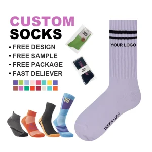 Free Packing Free Sample Design Custom Unisex Gym Athletic Sock Custom Knit Logo Sport Tube Socks