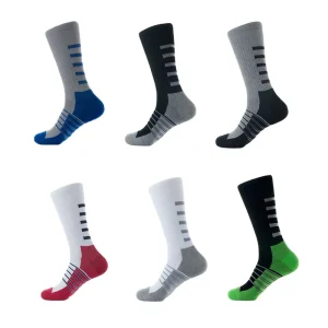 Free Sample Colorful Crew Men’s Basketball Socks Custom Logo Digital Printing Spring Anti-Bacterial Quick Dry