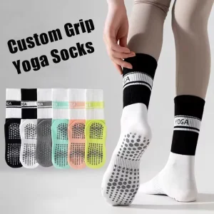 Free Sample Low MOQ Custom Logo Knitted Yoga Socks Anti-Slip Grip Pilates Sock Cotton Bottom Yoga Pilates Socks Custom