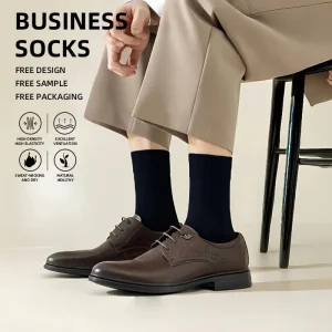 Free Size Men’s Dress Socks High Quality Cotton Breathable Soft Black Business Style Custom Solid Color Custom Logo Socks
