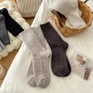 Fully Custom Breathable Knitted Wool Socks with Personalized Logo on Body Cuff Crew Length Warm & Soft Thermal for Daily Wear
