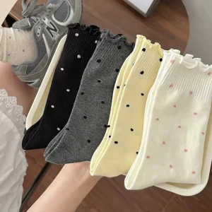 Fungus Edge Versatile Polka Dot Pile Socks Lace Women’s Tube Socks