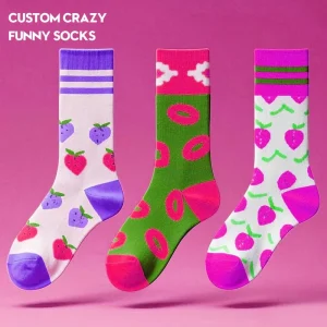 Funny Men’s Cotton Jacquard Anti Bacterial Anti Slip Autumn Casual Dress Socks Colorful Crazy Happy