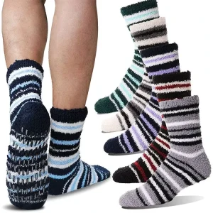 Fuzzy Hospital Socks Non Slip Grips Fluffy Warm Winter Cabin Soft Sleep Home Socks Crew Cozy Winter