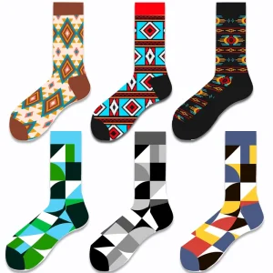 Geometry Printed Socks Plus Size Men Cotton Socks