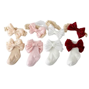 Girls Bow Socks Double Needle Mid Tube Toddler Socks Spring Collection