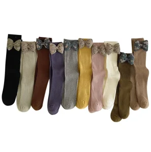Girls Cotton Knee High Socks Combed Thin and Breathable Anti Bacterial Casual Stockings for Autumn Season