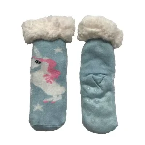 Girls’ Crew Anti Slip Knitted Sherpa Moccasin Eco Friendly Winter Fleece Lined Animal Print Thick Fuzzy Socks
