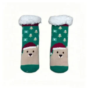 Girls Crew Cartoon Anti Slip Breathable Cute Fuzzy Candy Cane Indoor Socks Winter Essential Luxury Sherpa Lined Knitted