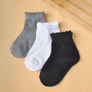 Girls Cute Lacework Ankle Knitted Thin Breathable Polyester Cotton Socks Autumn Style Middle sized Older Children