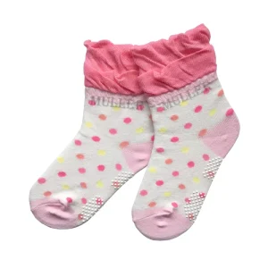Girls’ Non Slip Socks Frilly Lace Trim Polka Dot Design Cute Toddler Grip Socks