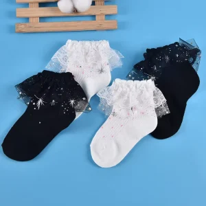 Girls Ruffle Children’s Socks Cute Princess Knitted Cotton Baby Breathable Lace Ankle Summer Socks