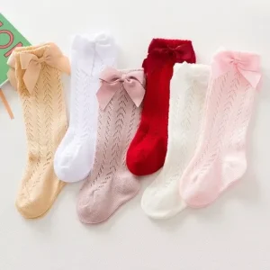 Girls Socks Summer Baby Bow Medium Socks Thin Baby Loose Mosquito Socks