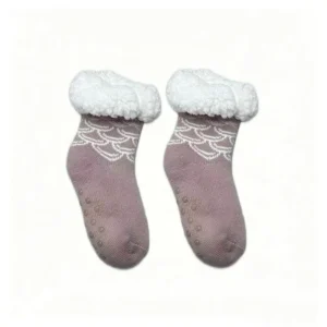 Girls Winter Cute Crew Gingerbread Cabin Socks Anti Slip Knitted Disposable Plush Polka Dot