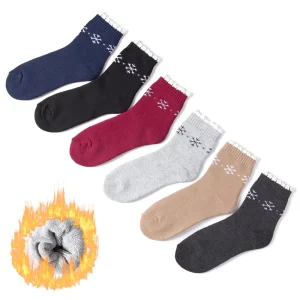 Girls Winter Warm Comfy Thickening Crew Cotton Terry Socks Knitted for Daily Use