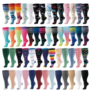 Glacier Custom Logo Knee High Print Breathable Sports 20 30 Mmhg Compression Socks
