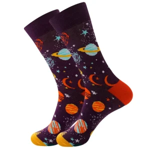 Good Quality Men Luxury Dress Socks Knitted Stars Pattern Funny Socks