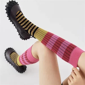 Gradient Stripe Retro Calf Socks Knee High Sports Socks for Adults Women Men Contrast Fashion ODM Winter