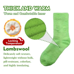 Green Fuzzy Socks Women Super Soft Cozy Fluffy Plush Crew Socks Winter Warm Thermal Home Sleeping Floor Socks