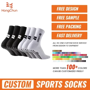 Grip Socks Football Socks Logo Sport Polyester Coolmax Football Anti Slip Soccer Sports Custom Socks Men