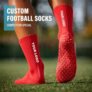Grippy Oem Cotton Men Socks Manufacturers Sports Non Skid Grip Socks Designer Logo Soccer Football Custom Socks