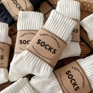 HEHE Winter Custom logo Men’s Solid Knitting Breathable Crew Socks Unisex Comfy Thermal Casual Softs Socks Men