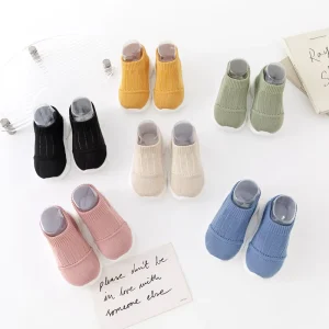 HXJ Brand High Quality Letters Factory Rubber Soles Kids Socks Shoes Cotton Non-slip Boy Girl Soft Comfortable Woven