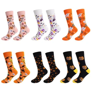 Halloween Cross Border Spot Personalized Cotton Socks for Men and Women Pumpkin Skull Cartoon Mid Tube Trendy Explosive Socks