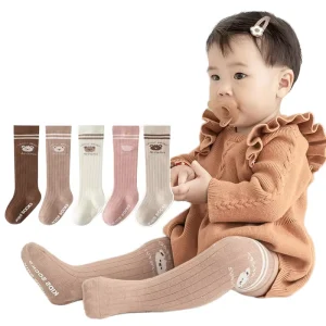 Hand stitched Head Newborn Socks Autumn Baby Cartoon Bear Dispensing Knee High Stockings HY 2322 Single/Double Packaging