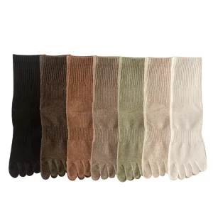 Handmade Five Toe Women’s Socks for Spring Summer Mid-Calf Sweat Absorbing Seamless Design Antibacterial Odor Resistant Socks