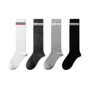 Harajuku Retro Women’s Cotton Two Stripe Thigh High Knee Socks JK Japanese Varsity Style Customized Colors Summer Youth Bottom