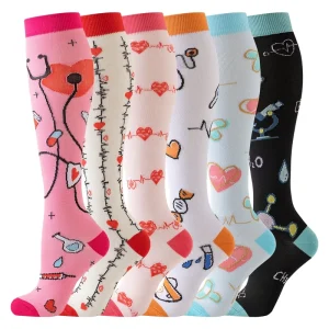 Healthcare Nurse Knee High Compression Socks for Women Shift Ready Long Stockings Smooth Stretch Fabric OEM Custom Label