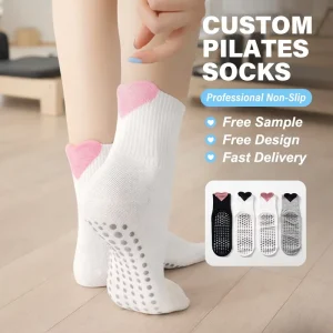 Heart patterned Breathable Thin Cotton Yoga Socks Custom Logo Non Slip Grip Pilates Socks