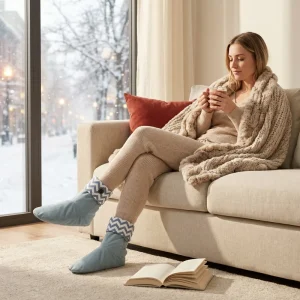 Heated Feet Aid Socks Mid length For Winter Warm Sleeping Socks Cozy Anti slip USB Heating Floor Socks