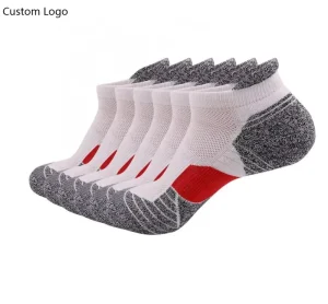 Heel Tab Terry Cushion Athletic Ankle Socks Mesh Breathable Running Socks Anti Blister Low Cut Training Socks OEM Custom