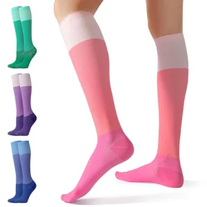 High Compression Pink Colorful Women Socks Design Customized Casual Knitted Compression Socks for Nurses