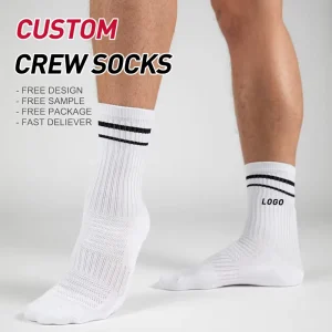 High Elasticity Cotton Men Youth Spring Athletic Custom Crew Socks with Logo Eco Friendly Box Packaging